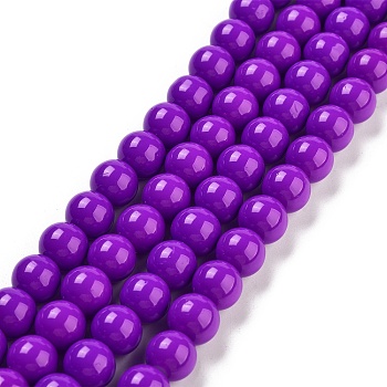 Painted Glass Bead Strands, Baking Paint, Round, Dark Violet, 10mm, Hole: 1.3~1.6mm, about 80pcs/strand, 31.4 inch