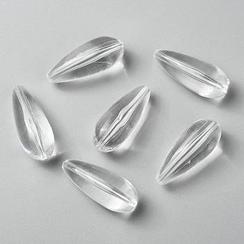 Transparent Acrylic Beads, Teardrop, Clear, 37x15mm, Hole: 2mm