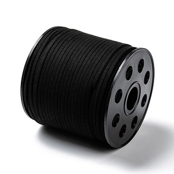 Eco-Friendly Faux Suede Cord, Faux Suede Lace Suede String for DIY Jewelry Making, Black, 3.0x1.4mm, about 98.42 yards(90m)/roll
