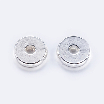 Brass Spacer Beads, Flat Round, Silver Color Plated, 8x1.5mm, Hole: 2mm