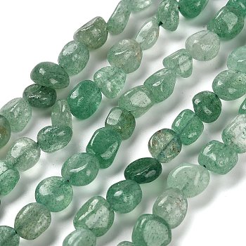 Natural Green Strawberry Quartz Beads Strands, Nuggets, Tumbled Stone, 7~13x4.5~10x4.5~10mm, Hole: 1.2mm, about 44~46pcs/strand, 15.08~16.14 inch(38.3~41cm)