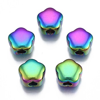Rack Plating Rainbow Color 304 Stainless Steel Beads, Cadmium Free & Nickel Free & Lead Free, Flower, 10x10x5.5mm, Hole: 2.5mm