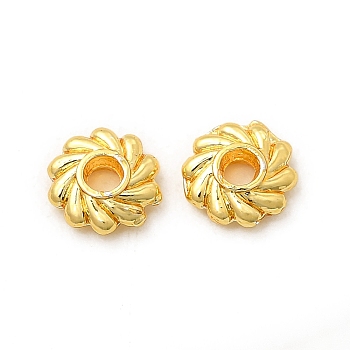 Rack Plating Alloy Beads, Long-Lasting Plated, Cadmium Free & Lead Free, Flower, Real 18K Gold Plated, 5x1.5mm, Hole: 1.2mm