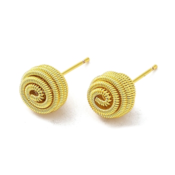 Rack Plating Brass Stud Earrings for Women, Long-Lasting Plated, Golden, 10mm