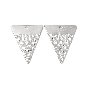 304 Stainless Steel Pendants, Triangle Charm, Stainless Steel Color, 28.5x23x1.5mm, Hole: 1.6mm