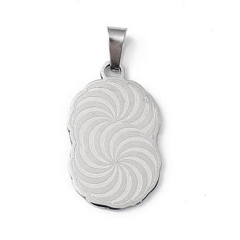 304 Stainless Steel Pendants, Tornado Charm, Stainless Steel Color, 29.7x18.2x1.3mm, Hole: 6.7~7x3.7~4mm