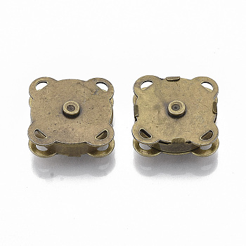 Iron Purse Snap Clasps, Closure for Purse Handbag, Antique Bronze, 19x19x7mm, Hole: 1.5x2mm