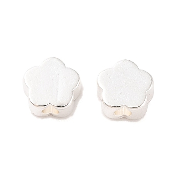 Brass Beads, Lead Free & Cadmium Free, Flower, 925 Sterling Silver Plated, 5x5x2.5mm, Hole: 1.2mm