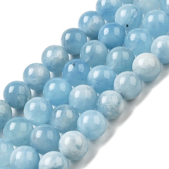 Natural Aquamarine Beads Strands, Round, 10mm, about 37pcs/strand, 15.16 inch(38.5cm)