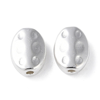 Alloy Beads, Long-Lasting Plated, Oval, Silver, 10x7x3.3mm, Hole: 1mm