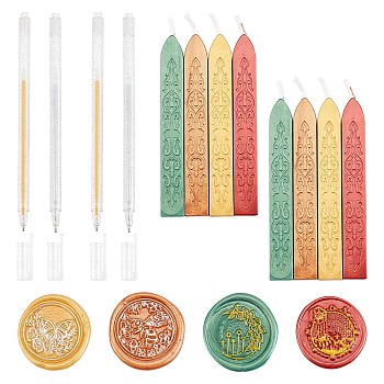 CRASPIRE DIY Stamp Making Kits, Including Sealing Wax Sticks, Plastic Glisten Gel Pen, Mixed Color, Sealing Wax Sticks: 8pcs