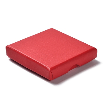 Cardboard Jewelry Set Boxes, with Sponge Inside, Square, Red, 8~8.1x8~8.1x1.55~1.65cm