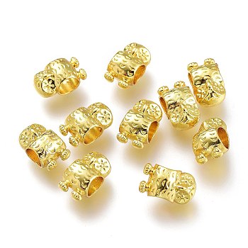 Alloy Beads, Long-Lasting Plated, for Jewelry Making, Owl Shape, Golden, 11.5x7x6.5mm, Hole: 5mm