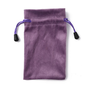 Velvet Packing Pouches, Drawstring Bags, Rectangle, Blue Violet, 15.5x9.5x0.25cm