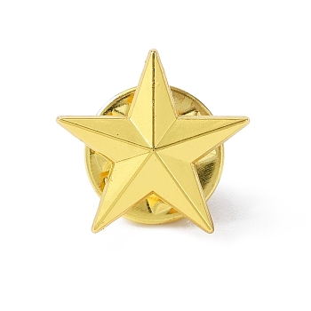 Pentagram Alloy Brooch, Creative Badge for Backpack Clothes, Golden, 15mm, Pin: 1.1m