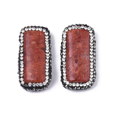 37mm FireBrick Rectangle Synthetic Coral Cabochons