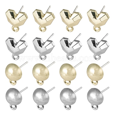 Golden & Silver Mixed Color Half Round Alloy Stud Earring Findings