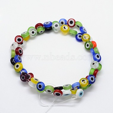 Handmade bösen Blick lampwork flache runde Perle Stränge(LAMP-L058-6mm-M)-2