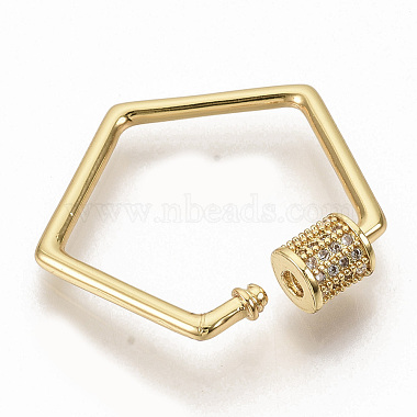 Brass Micro Pave Clear Cubic Zirconia Screw Carabiner Lock Charms(ZIRC-S066-005)-2