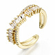 Brass Micro Pave Clear Cubic Zirconia Cuff Rings(RJEW-S045-041G-NR)-1