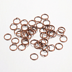 Iron Open Jump Rings, Round, Nickel Free, Red Copper, 5x0.7mm, 21 Gauge, Inner Diameter: 3.6mm, about 20000pcs/1000g(IFIN-A018-5mm-R-NF)