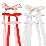 12Pcs 6 Colors Platinum Iron Alligator Hair Clips for Girls, with Polyester Bowknot, Mixed Color, 285~388x85~88x9~11.5mm, 2pcs/color(PHAR-SP0001-12)