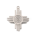 201 Stainless Steel Pendants, Laser Cut, Zia Sun Charm, Stainless Steel Color, 29.5x25x1mm, Hole: 1.6mm(STAS-S176-26P)
