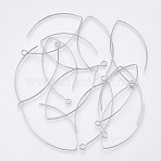 Brass Earring Hooks, with Horizontal Loop, Dangle Earring Findings, Nickel Free, Platinum, 45~48x17~23x0.8mm, Hole: 2mm, Pin: 0.8mm(X-KK-T037-08P-NF)