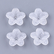 5-Petal Transparent Acrylic Bead Caps, Frosted, Flower, Clear, 17.5x18x5mm, Hole: 1.4mm(X-FACR-T001-02)