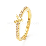 Clear Cubic Zirconia Initial Letter Adjustable Ring, Golden Brass Jewelry for Women, Letter.Y, Inner Diameter: 18mm(RJEW-C052-01G-Y)
