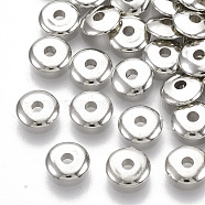 Plating ABS Plastic Spacer Beads, Flat Round, Platinum Plated, 6x1.5mm, Hole: 1.5mm(KY-T019-31C)