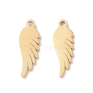304 Stainless Steel Pendants, Wing, Golden, 13.5x4.5x0.8mm, Hole: 1mm(STAS-E159-06G)