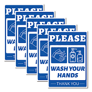 Waterproof PVC Warning Sign Stickers, Rectangle with Word, Hand Heart, 25x17.5cm, 5pcs/set(DIY-WH0237-007)