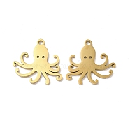 Ion Plating(IP) 304 Stainless Steel Pendants, Octopus Charm, Real 18K Gold Plated, 19x20x1.5mm, Hole: 1.8mm(STAS-L020-029G)