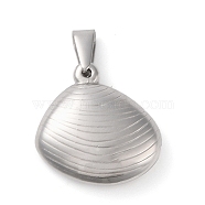 304 Stainless Steel Pendants, Shell Shape Charm, Stainless Steel Color, 21x21x7mm, Hole: 6.8x3.2mm(STAS-R229-20P)