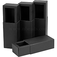 Paper Cardboard Boxes, Essential Oil Packing Box, Gift Box, Rectangle, Black, 10.3x5.35x3.6cm, Inner Diameter: 8.5x3.5x3.5cm, Unfold: 22.6x28x0.05cm and 10.3x8.9x0.15cm, 2pcs/set(CBOX-WH0003-16D-03)