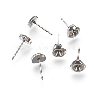 304 Stainless Steel Stud Earring Settings, Heart, Stainless Steel Color, Fit For: 4mm Rhinestone, 7x7.5x13.5mm, Pin: 0.7mm(STAS-E446-06A-P)