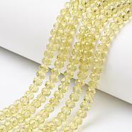 Glass Beads Strands, Faceted, Rondelle, Light Khaki, 4x3mm, Hole: 0.4mm, about 113~115pcs/strand, 41~42cm(EGLA-A034-T4mm-D03)