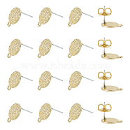 Alloy Stud Earring Findings, with Loop and Brass Ear Nuts, Steel Pins, Flat Round, Light Gold, Earring: 14.5x11mm, Hole: 1.4mm, Pin: 0.7mm, 50pcs, Ear Nuts: 8.5x8x4mm, Hole: 2mm, 50pcs, 100pcs/box(PALLOY-NB0001-98)