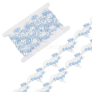 5 Yards Polyester Embroidery Lace Trim, for Jewelry Making, Flower Shape, Garment Accessories, with 1Pc Cardboard Display Card, Cornflower Blue, 6.5~47x1mm(OCOR-FG0001-99B)