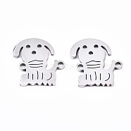201 Stainless Steel Link Connectors, Laser Cut, Dog, Stainless Steel Color, 15.5x14x1mm, Hole: 1.4mm(STAS-S110-099P)