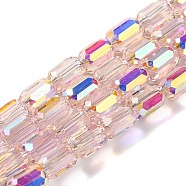 Electroplate Glass Beads Strands, Faceted, AB Color, Column, Lavender Blush, 3x5mm, Hole: 1mm, about 79pcs/strand, 15.75~16.14''(40~41cm)(EGLA-D031-01-08)