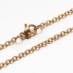 304 Stainless Steel Cable Chain Necklaces, with Lobster Claw Clasp, Golden, 17.7 inch(45cm)(NJEW-E026-15G)