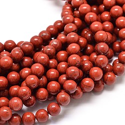 Grade A Natural Red Jasper Bead Strands, Round, 14mm, Hole: 1mm, about 28pcs/strand, 15.5 inch(G-P075-36-14mm)