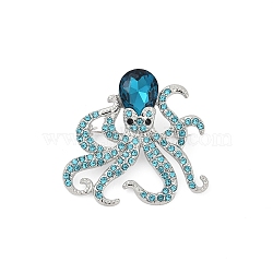 Zinc Alloy Rhinestone Brooch, Octopus, 46x48mm(JEWB-C040-01C-P)