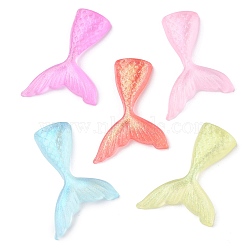 Opaque Acrylic Cabochons, with Glitter Powder, Mermaid Tail, Mixed Color, 42.5x30x5.5mm(OACR-K005-11)