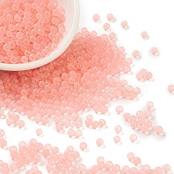 Luminous Transparent Glass Seed Round Beads, No Hole/Undrilled, Grade A, Salmon, 2~2.5mm, about 10000pcs/bag(GLAA-F124-D01-A)