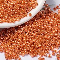 MIYUKI Round Rocailles Beads, Japanese Seed Beads, 8/0, (RR423) Opaque Light Orange Luster, 8/0, 3mm, Hole: 1mm, about 2111~2277pcs/50g(SEED-X0055-RR0423)