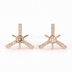 Brass Micro Pave Clear Cubic Zirconia Stud Earrings Findings, for Half Drilled Bead, Nickel Free, Knot, Real 18K Gold Plated, 13.5x15.5mm, Pin: 0.8mm, Pin: 1mm(for Half Drilled Bead)(KK-T062-119G-NF)