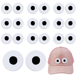 20Pcs Eyes Polyester Embroidery Iron on/Sew on Patches, Costume Accessories, White, 35mm(DIY-GA0010-06A-01)